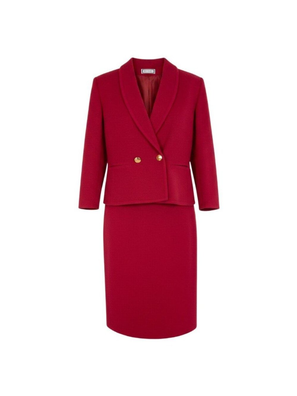 Saint Laurent Eh6 Set Skirt Tailored Jacket Gold Button Double Knit Wool
